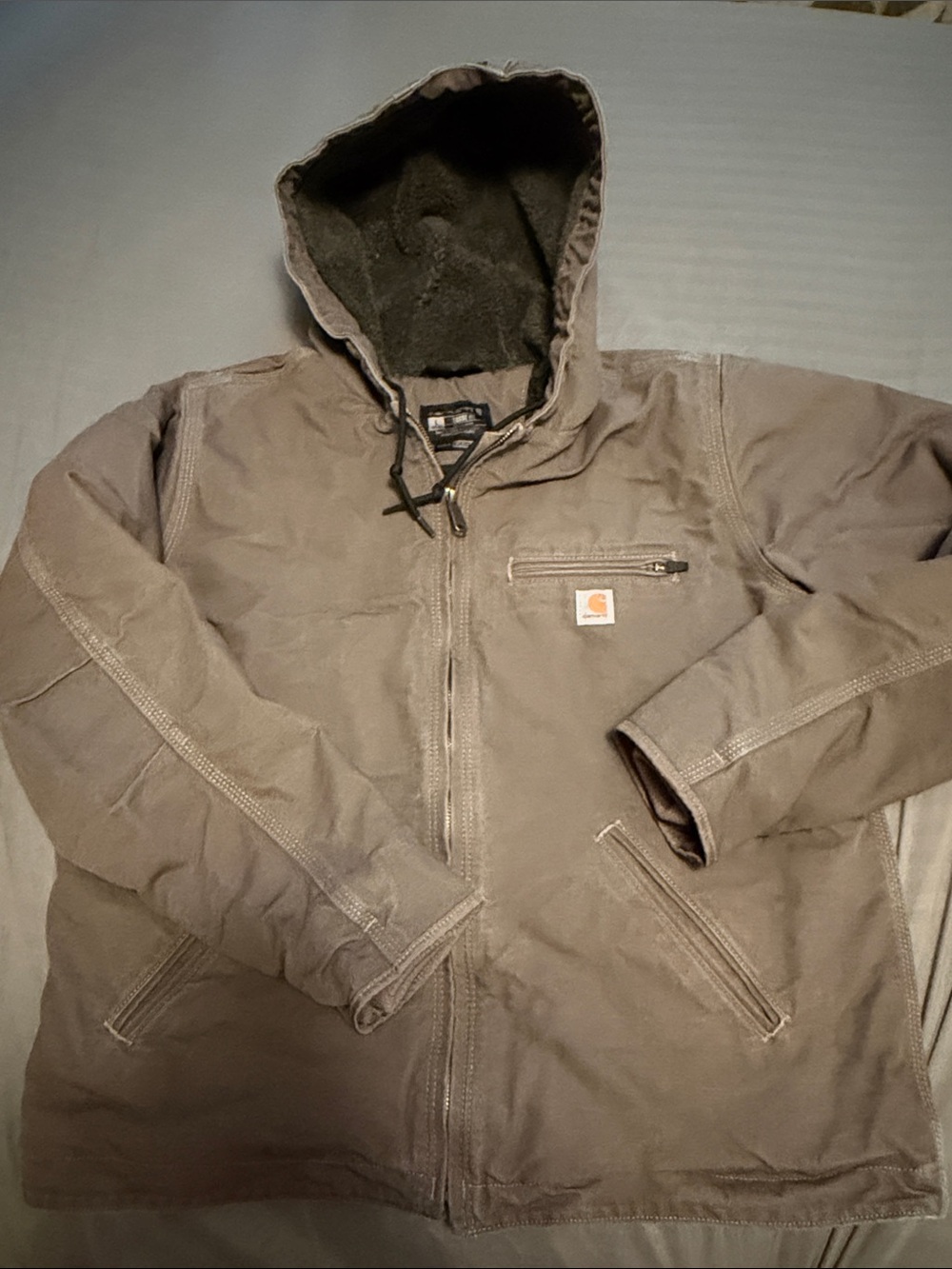 Carhartt Men's Gray Hooded Work Coat